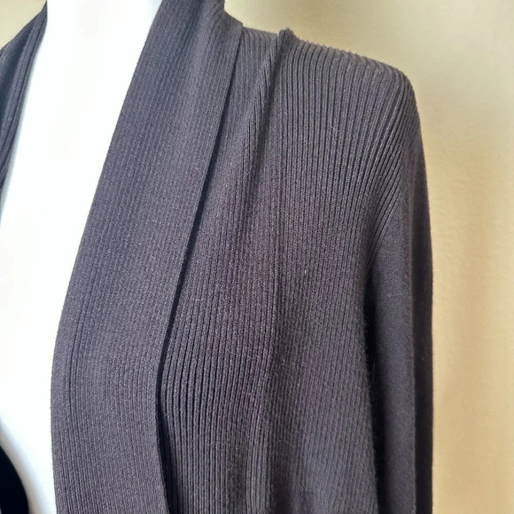 OLIVIA SKY Brown Ribbed Open Knit Cardigan size medium - Picture 3 of 9